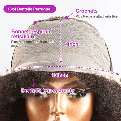 13x4 Super Afro Kinky Curly Bob Bouclé Perruque Dentelle Frontal Wig