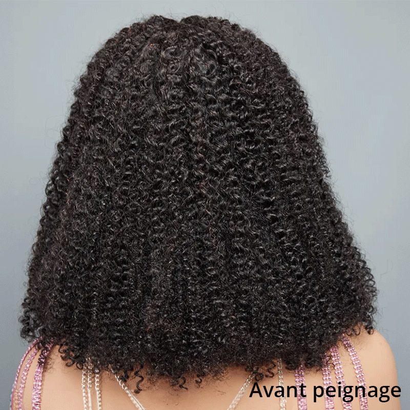 9x6 Glueless Rebondissant Bob Kinky Curly Perruque Sans Colle 3s Wear Go