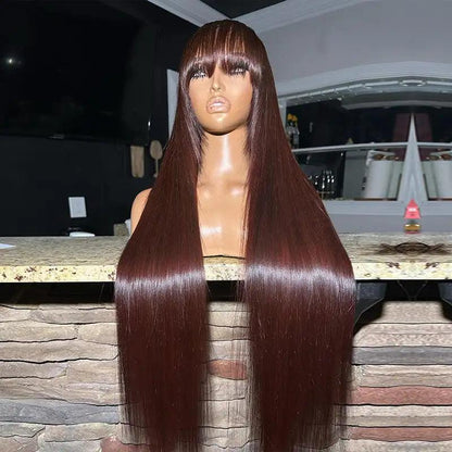 Frange Coloré Perruque Cheveux Humains Brésilien Lisse - hjweavebeauty