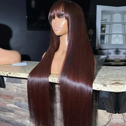 Frange Coloré Perruque Cheveux Humains Brésilien Lisse - hjweavebeauty