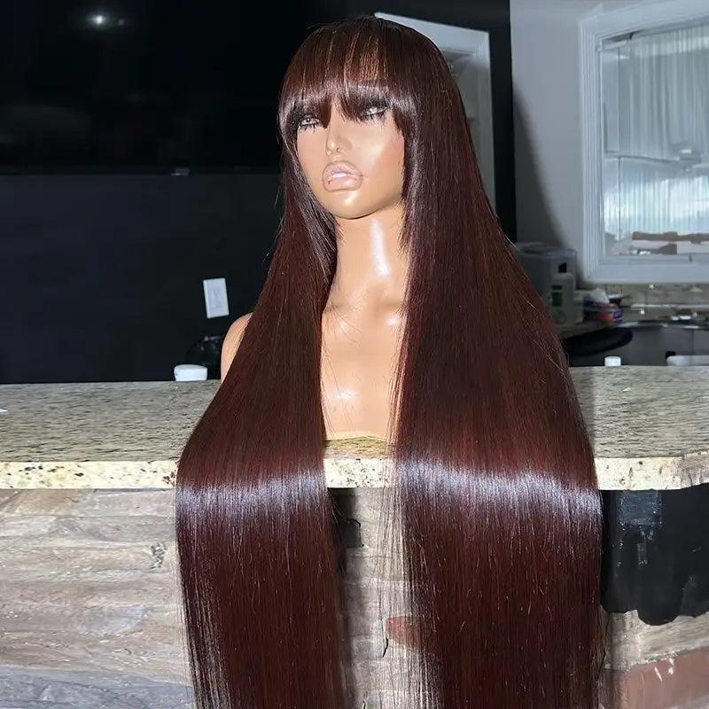 Frange Coloré Perruque Cheveux Humains Brésilien Lisse - hjweavebeauty