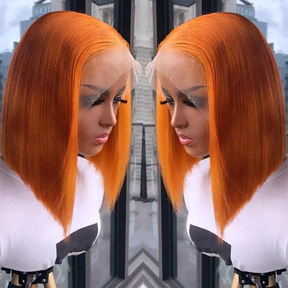 Ginger Colored Bob Perruques Cheveux Humains Straight Brésiliens - hjweavebeauty