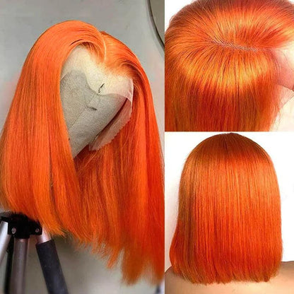 Ginger Colored Bob Perruques Cheveux Humains Straight Brésiliens - hjweavebeauty