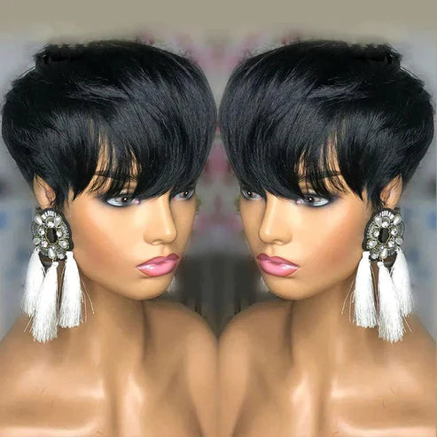 Glueless 3 Couleurs Pixie Perruque Court Naturel Perruque Sans Colle