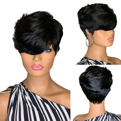 Glueless 3 Couleurs Pixie Perruque Court Naturel Perruque Sans Colle