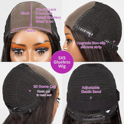 Glueless Bob Perruque Sans Colle Wear Go Cheveux Humains Body Wave - hjweavebeauty
