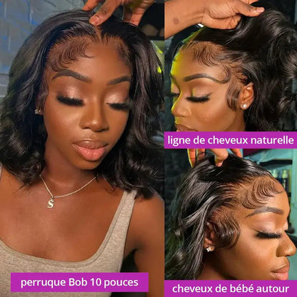 Glueless Bob Perruque Sans Colle Wear Go Cheveux Humains Body Wave - hjweavebeauty