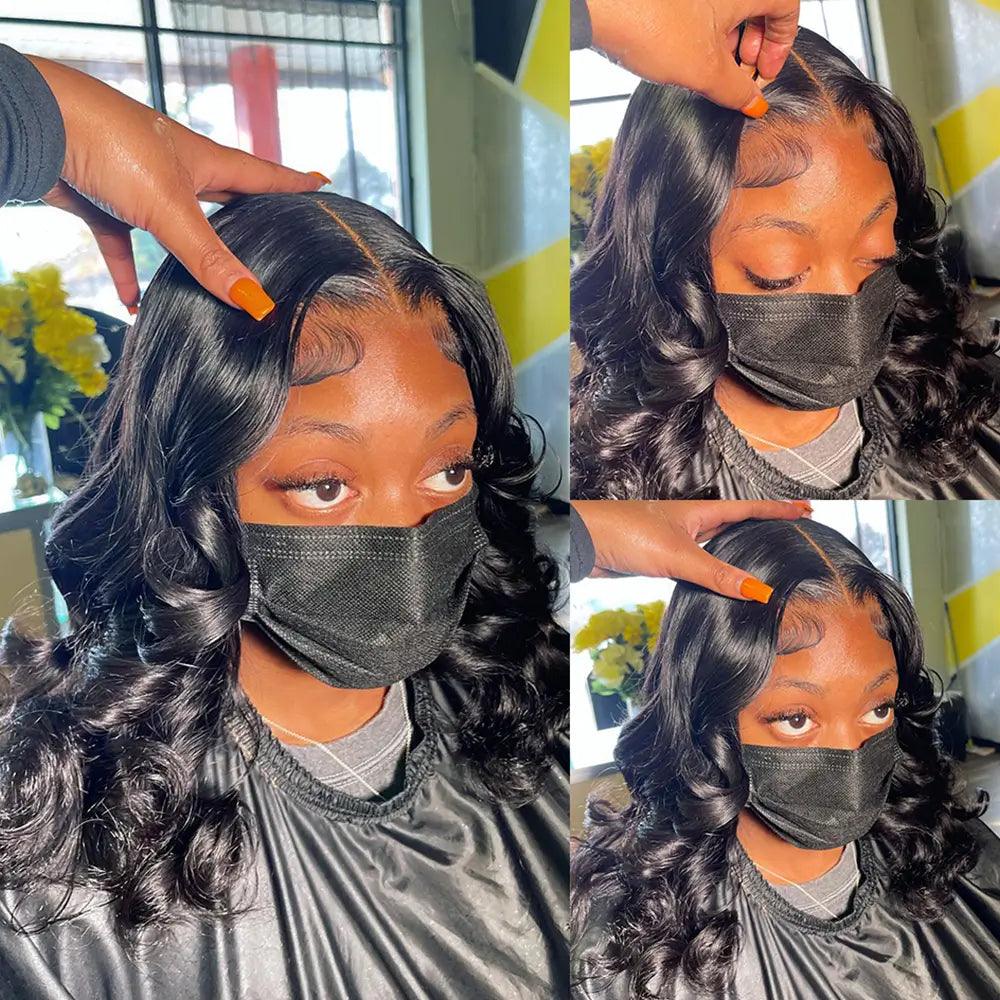 Glueless Bob Perruque Sans Colle Wear Go Cheveux Humains Body Wave - hjweavebeauty