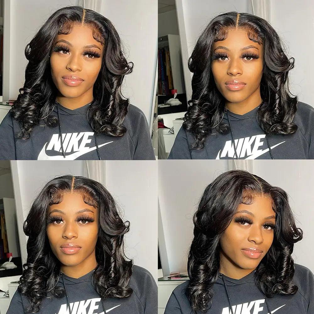 Glueless Bob Perruque Sans Colle Wear Go Cheveux Humains Body Wave - hjweavebeauty