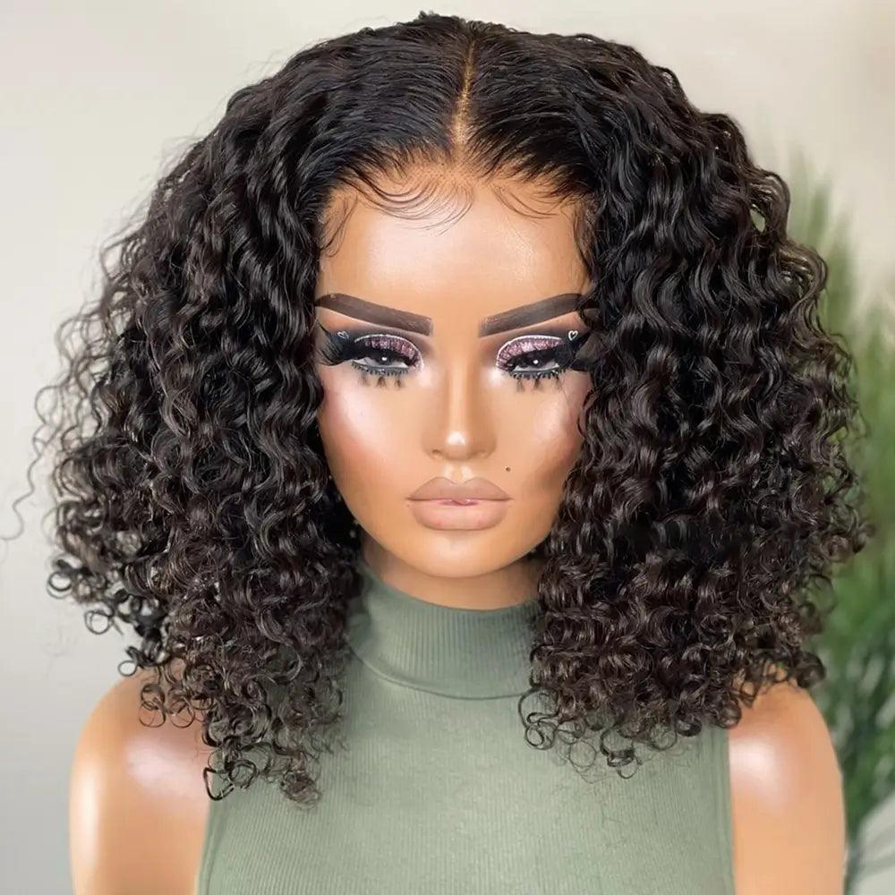 Glueless Bob Perruque Sans Colle Wear Go Cheveux Humains Bouclés - hjweavebeauty