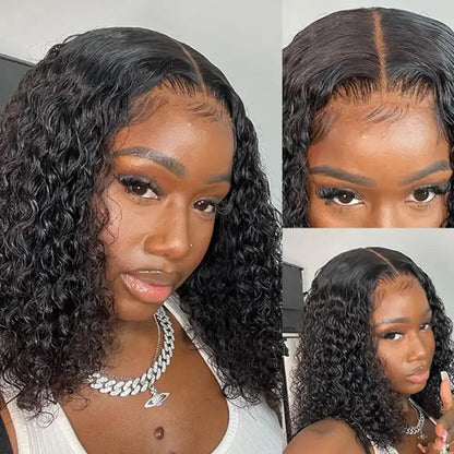 Glueless Bob Perruque Sans Colle Wear Go Cheveux Humains Bouclés - hjweavebeauty