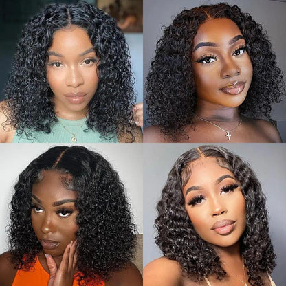 Glueless Bob Perruque Sans Colle Wear Go Cheveux Humains Bouclés - hjweavebeauty