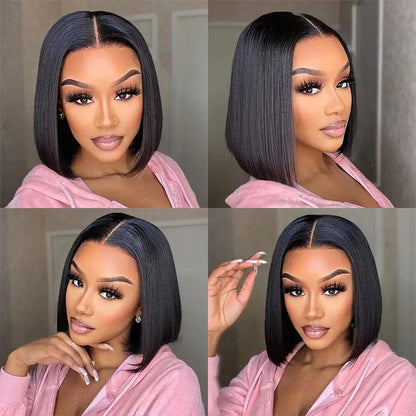Glueless Bob Perruque Sans Colle Wear Go Cheveux Humains Lisse - hjweavebeauty