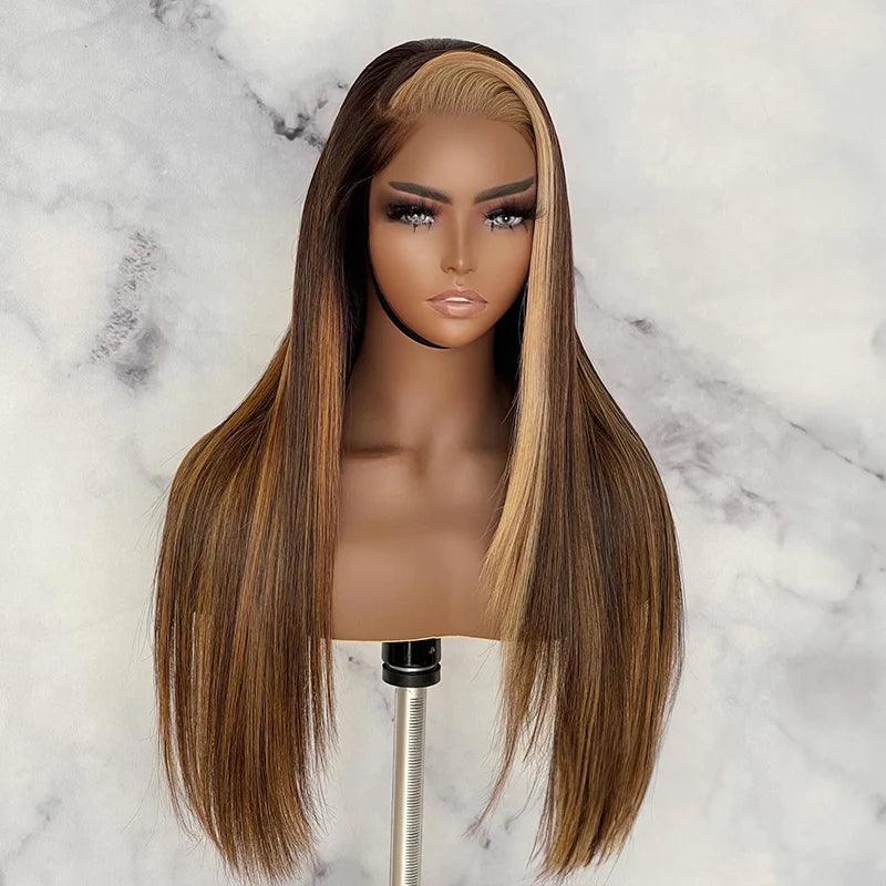 Glueless Perruque Highlight Colorées Cheveux Humains Ombre Brésilien Straight - hjweavebeauty