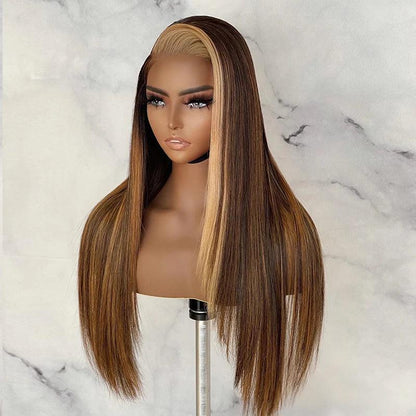 Glueless Perruque Highlight Colorées Cheveux Humains Ombre Brésilien Straight - hjweavebeauty