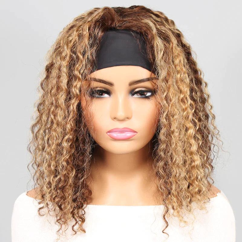 Ombre Bandeau Perruque Bob Cheveux Humains Brésiliens Bouclé - hjweavebeauty
