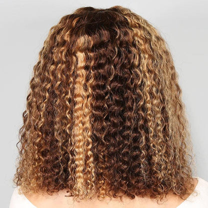 Ombre Bandeau Perruque Bob Cheveux Humains Brésiliens Bouclé - hjweavebeauty