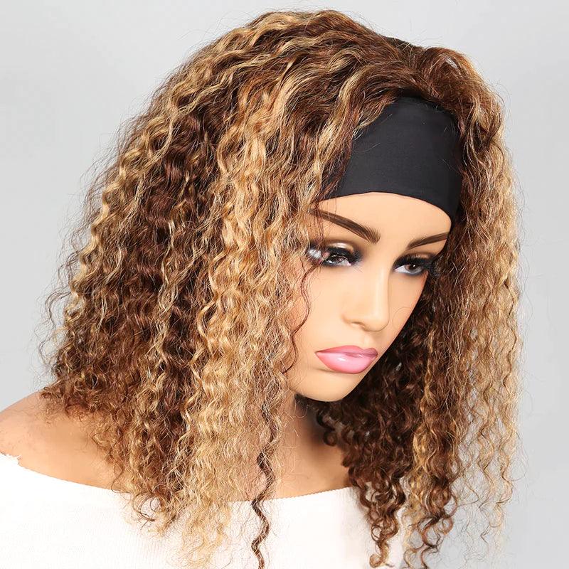 Ombre Bandeau Perruque Bob Cheveux Humains Brésiliens Bouclé - hjweavebeauty