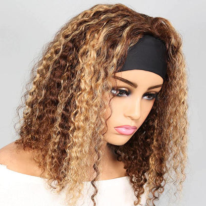 Ombre Bandeau Perruque Bob Cheveux Humains Brésiliens Bouclé - hjweavebeauty