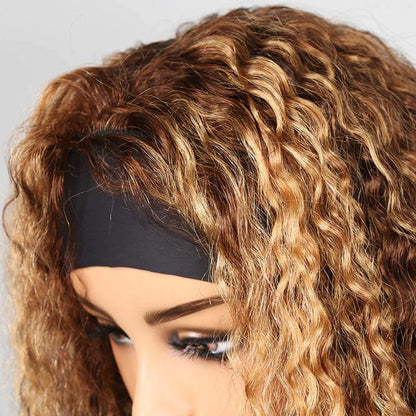 Ombre Bandeau Perruque Bob Cheveux Humains Brésiliens Bouclé - hjweavebeauty