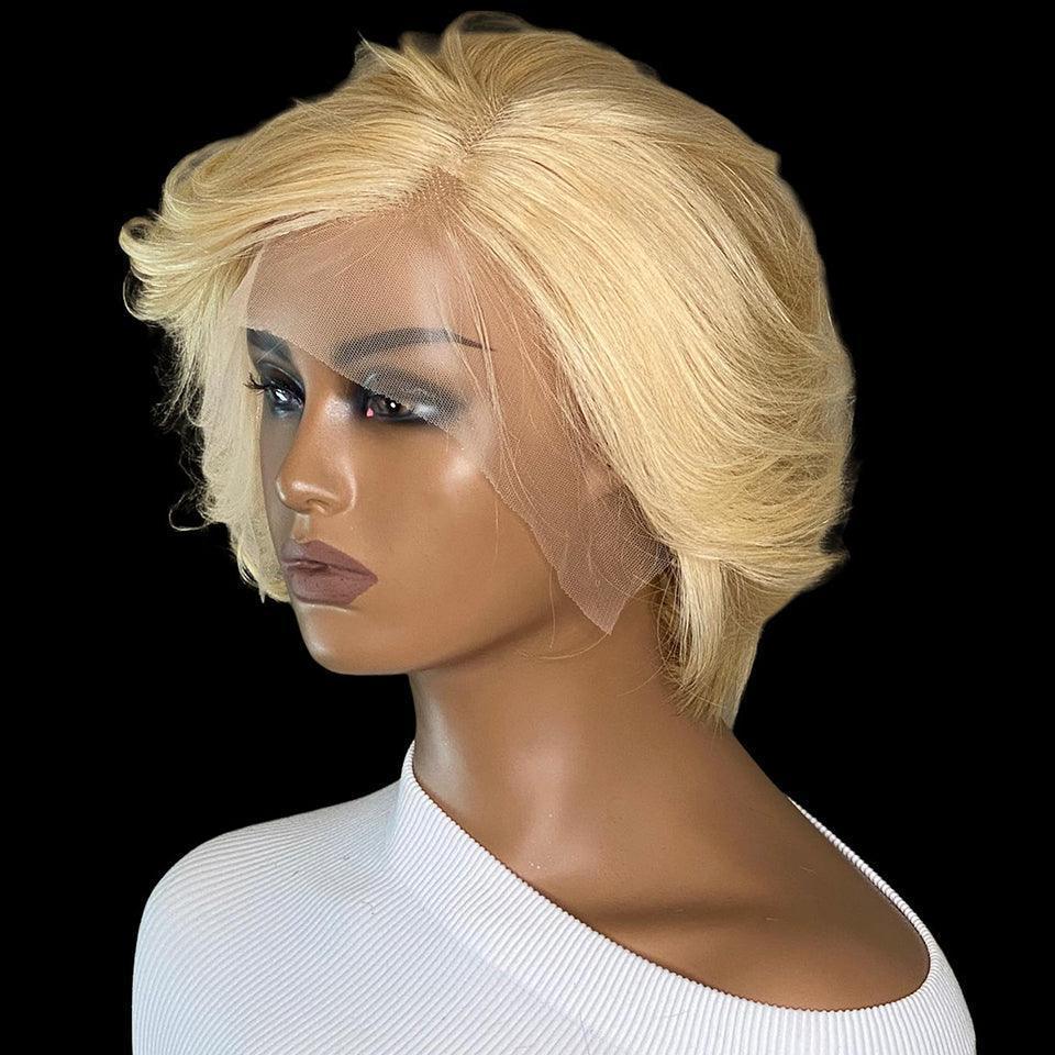 Perruque Blonde Pixie Cut Straight Perruques Cheveux Humains - hjweavebeauty