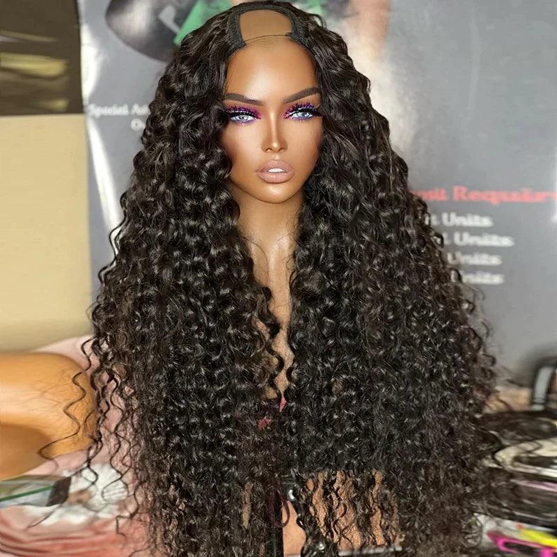 Perruque brésilienne U part bouclé cheveux humains - hjweavebeauty
