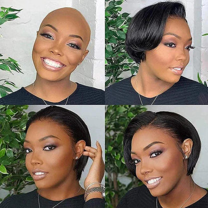 Perruque Coupe Pixie Courte Et Bon Marché Perruques Cheveux Humains Straight - hjweavebeauty