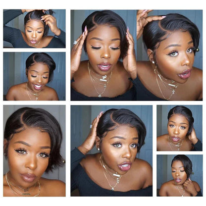 Perruque Coupe Pixie Courte Et Bon Marché Perruques Cheveux Humains Straight - hjweavebeauty