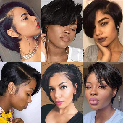 Perruque Coupe Pixie Courte Et Bon Marché Perruques Cheveux Humains Straight - hjweavebeauty