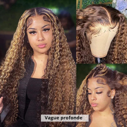Perruques Colorées En Cheveux Humains Ombre Brésilien Deep Curly - hjweavebeauty