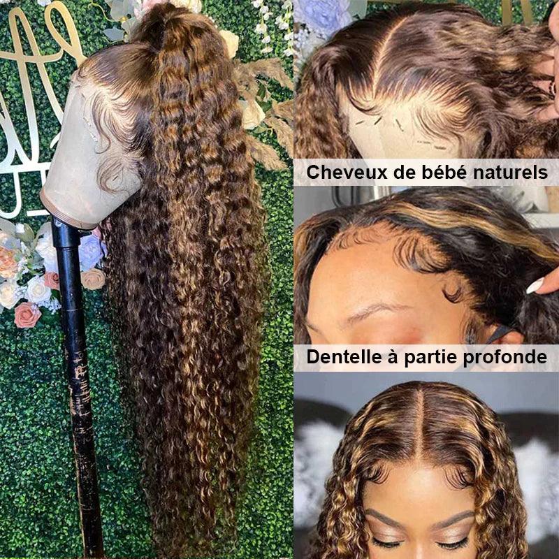 Perruques Colorées En Cheveux Humains Ombre Brésilien Deep Curly - hjweavebeauty