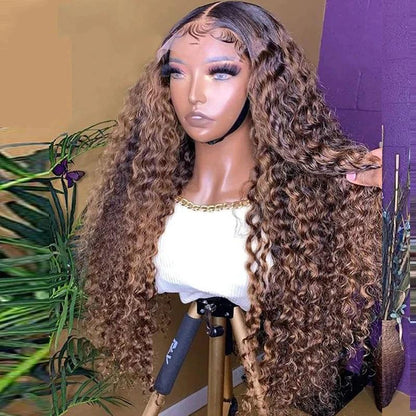 Perruques Colorées En Cheveux Humains Ombre Brésilien Deep Curly - hjweavebeauty