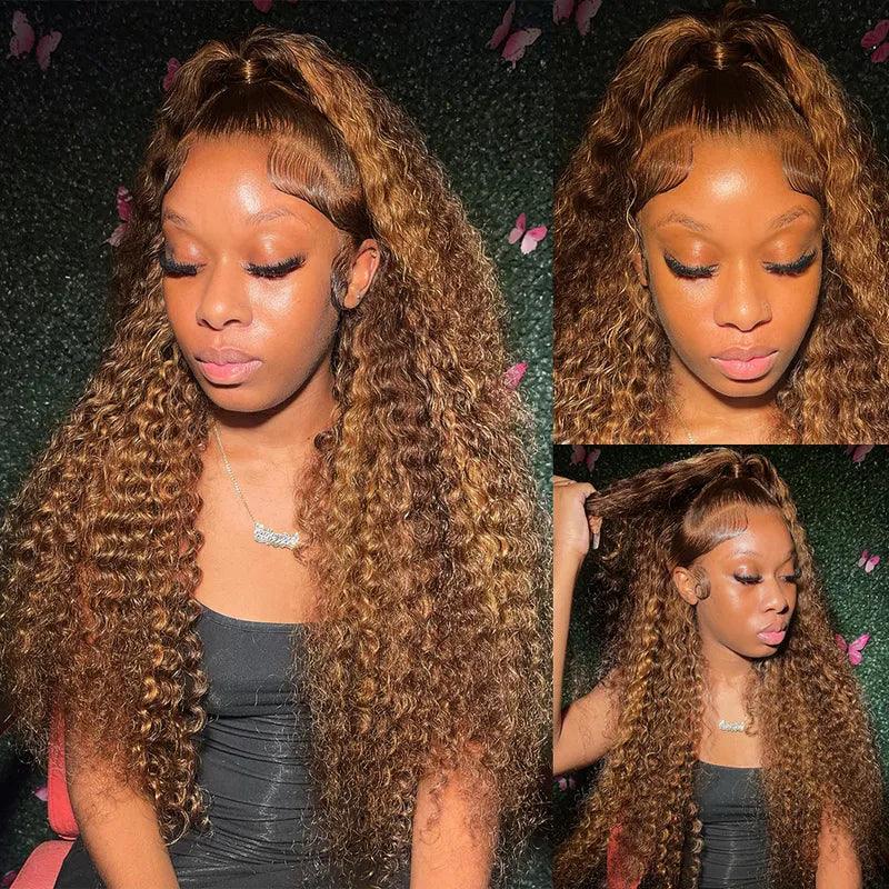 Perruques Colorées En Cheveux Humains Ombre Brésilien Deep Curly - hjweavebeauty