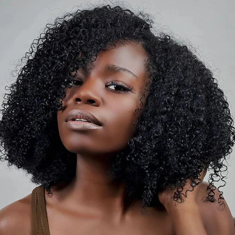 Perruques De Cheveux Humains Bouclés Brésiliens En V - hjweavebeauty