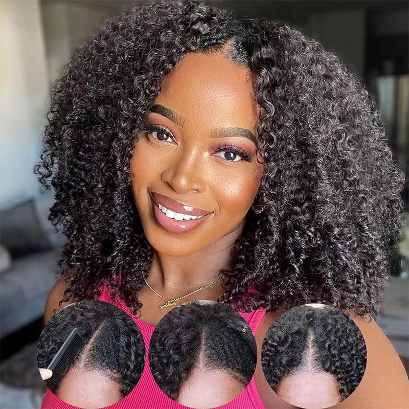 Perruques De Cheveux Humains Bouclés Brésiliens En V - hjweavebeauty