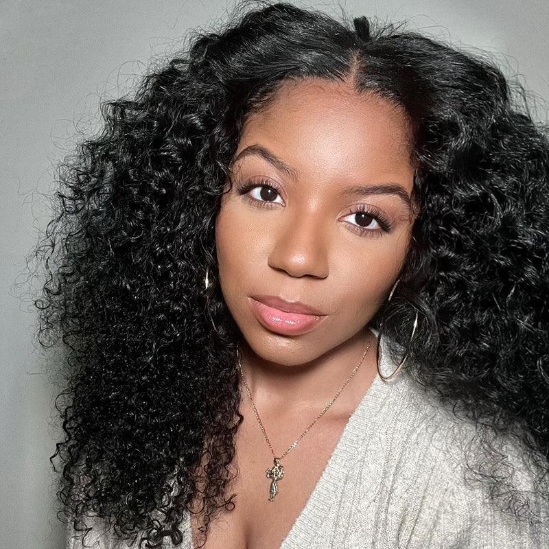 Perruques De Cheveux Humains Bouclés Brésiliens En V - hjweavebeauty