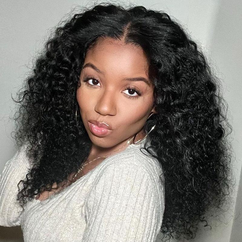 Perruques De Cheveux Humains Bouclés Brésiliens En V - hjweavebeauty
