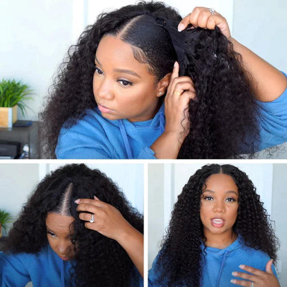 Perruques De Cheveux Humains Bouclés Brésiliens En V - hjweavebeauty