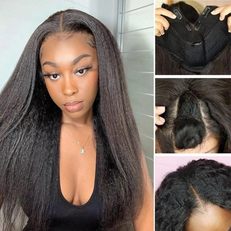 Perruques De Cheveux Humains Kinky Straight Brésiliens En V - hjweavebeauty