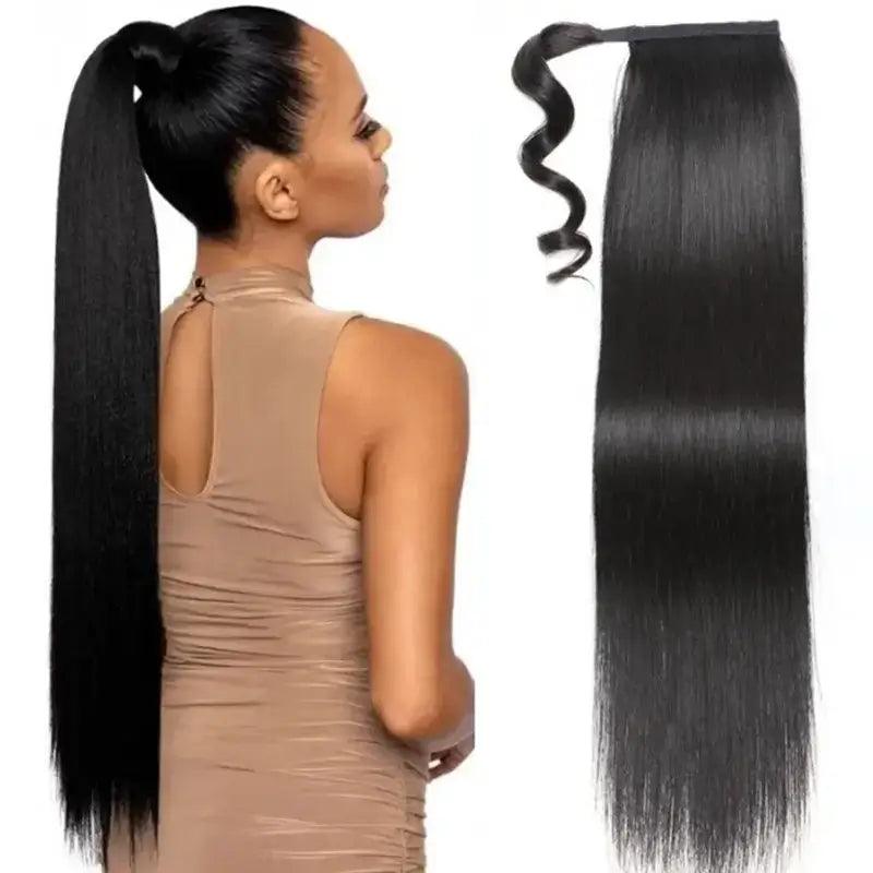 Queue de cheval droite Extension de cheveux humains Queues de cheval hautes - hjweavebeauty