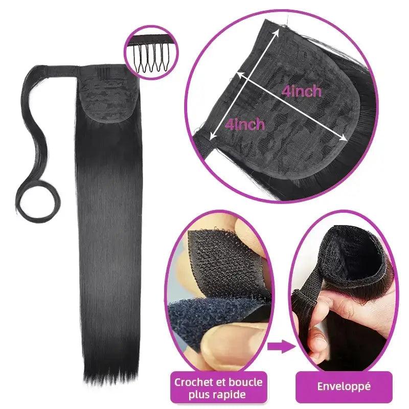 Queue de cheval droite Extension de cheveux humains Queues de cheval hautes - hjweavebeauty