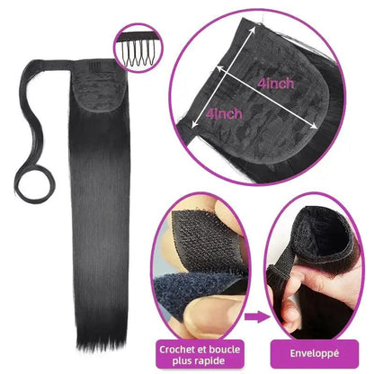 Queue de cheval droite Extension de cheveux humains Queues de cheval hautes - hjweavebeauty