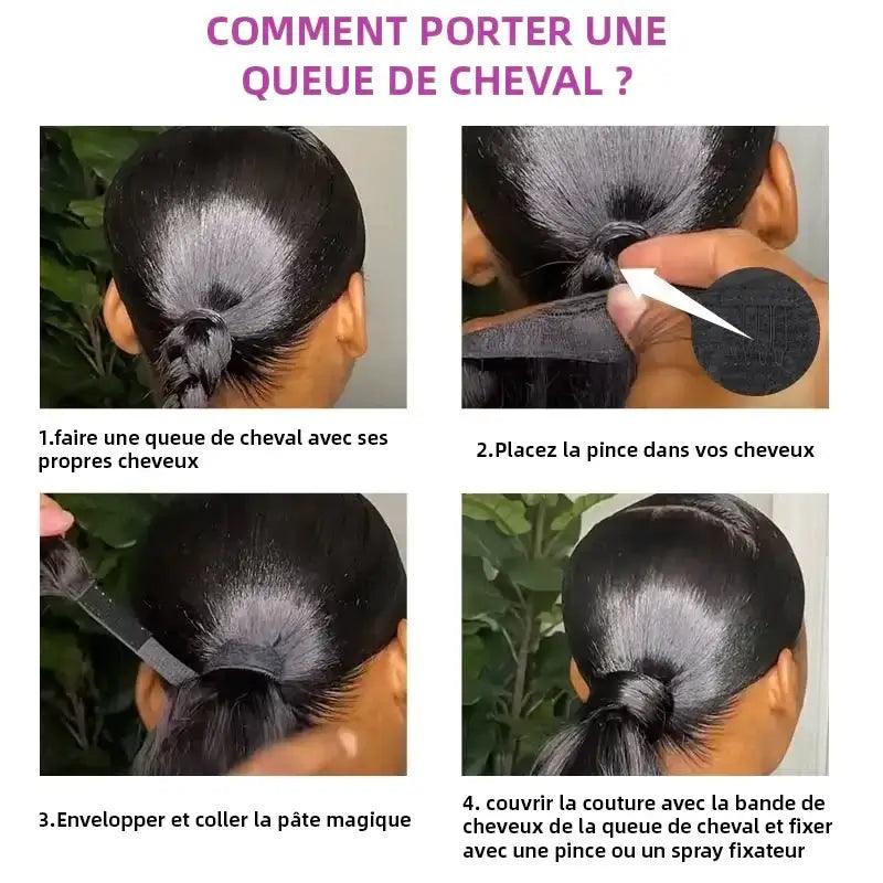 Queue de cheval droite Extension de cheveux humains Queues de cheval hautes - hjweavebeauty