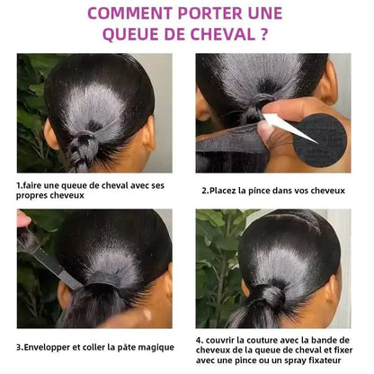 Queue de cheval droite Extension de cheveux humains Queues de cheval hautes - hjweavebeauty