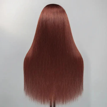🔥Vente Flash 9x6 Glueless Pré-épilé Brun Rougeâtre Couleur Perruque Sans Colle Lisse